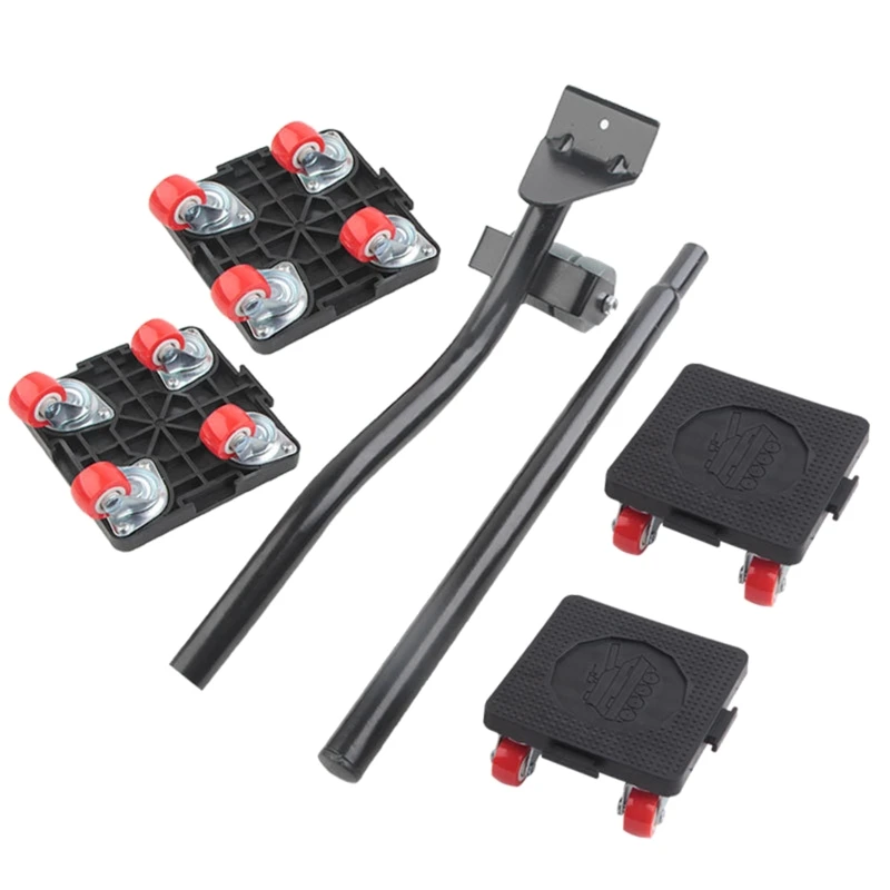 

6Pcs Professional Furniture Mover Tool Set 360° Rotatable 4Sliders Wheel Heavy Duty Furniture Lifter with Wheel Bar Mover Roller