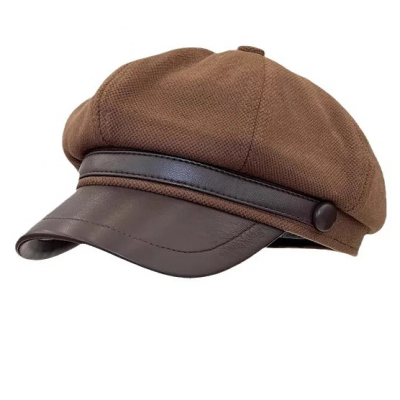 Retro British Style Beret for Women, Versatile Octagonal Newsboy Cap for Big Head Circumference Spring Autumn Hat