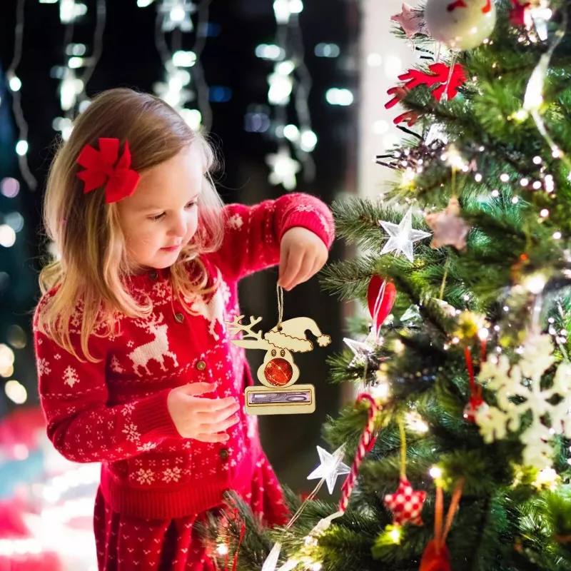 Christmas Gift Card Holder Ornaments - 5PCS Wooden and Acrylic Money and Chocolate Gift Tags for Holiday Tree Decoration