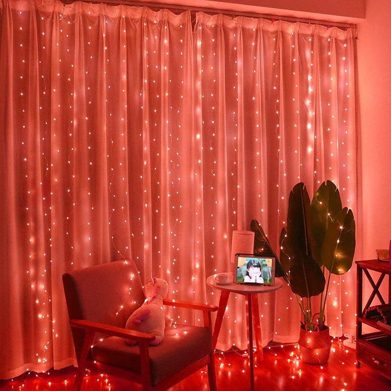 thumbnail image 1 of 3/4/6M USB Curtain Lights Indoor Waterfall Fairy String Lights Led Bedroom Lights Decoration Wedding Christmas Party Holiday, 1 of 5