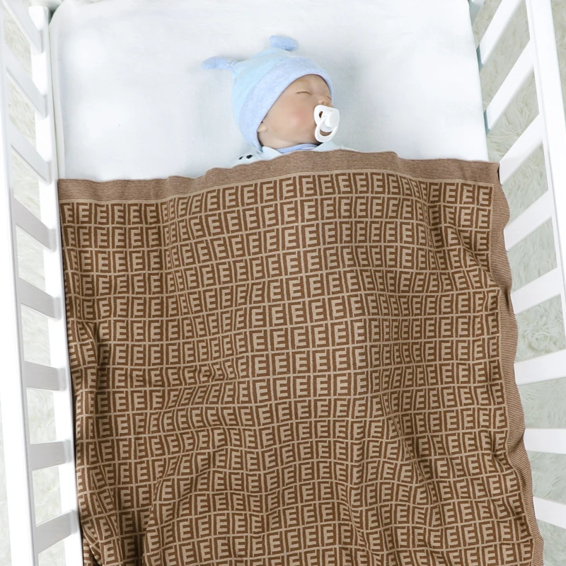 Newborn Baby Blanket 100% Cotton Knit 100*80CM for Girl Boy Stroller Swaddle Sleep Sack Infant Bed Crib
