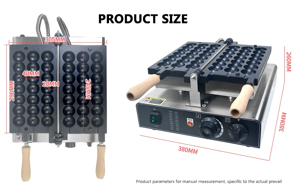 Description Picture 3 of itemXEOLEO Candied Haws Electric Waffle Maker 1400W Skewers Waffle Machine Hairy Eggs Waffle Baker
