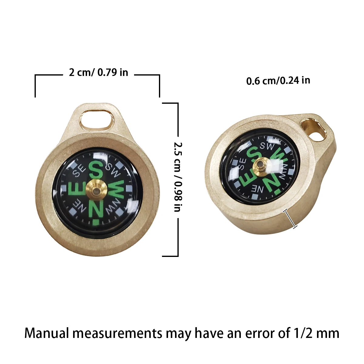 Outdoors Emergency Survival EDC Camping Hiking Pocket Brass Compass Portable Compass Navigation for Outdoor Act Keychain whistle keychain tactical keychain keychain tool keychain charm
