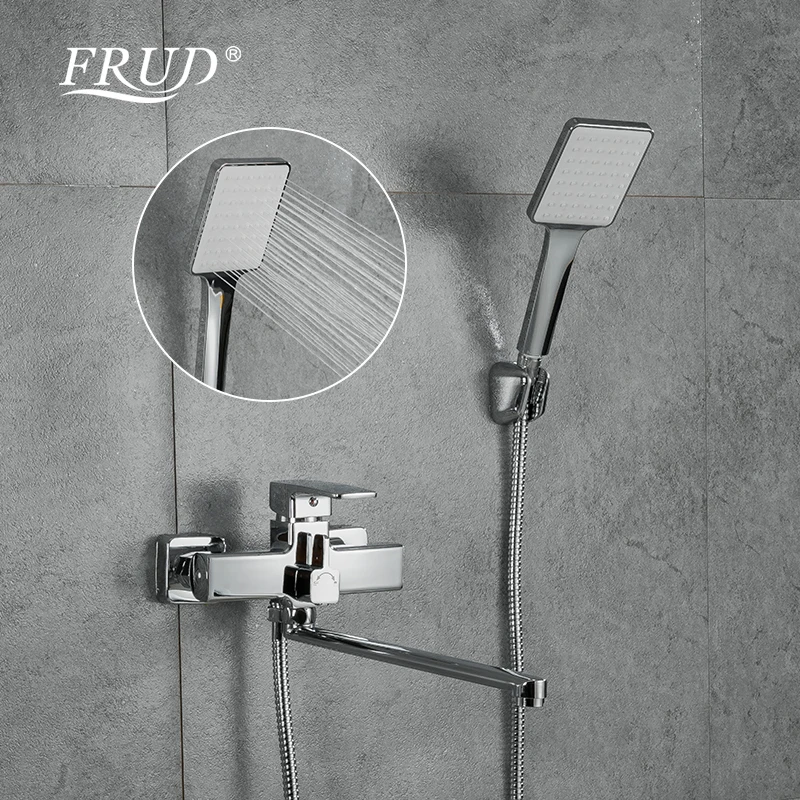 Frud Bathroom Bathtub Faucet With Hand Shower Long Water Outlet Pipe