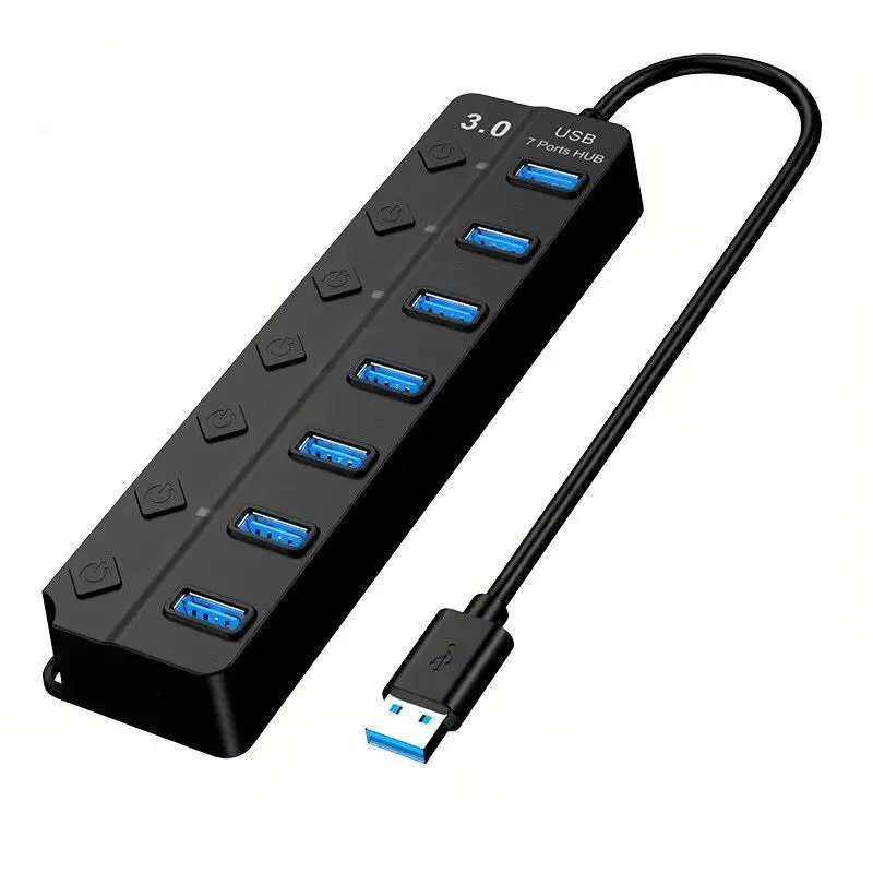 Enhanced USB 3.0 Hub with Independent Switch Control and Multiple Ports for Versatile Connectivity