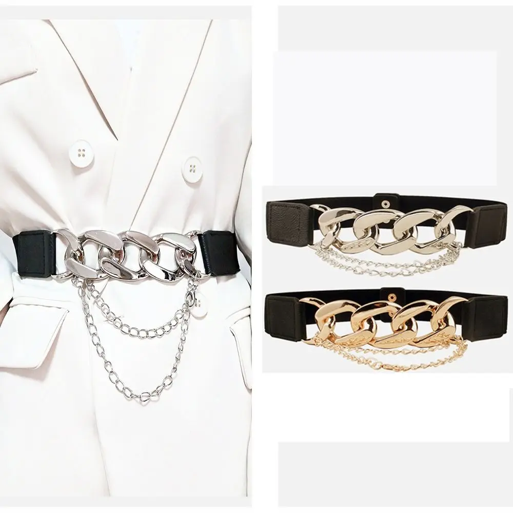 Cintura Elastica Donna Con Catena Metallica - Decorativa Per Vestiti, Cappotti E Camicie - Foto 9