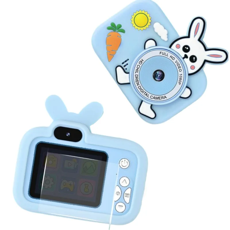 

Kids Camera Rabbit Anti Fall Protective Case Mini Digital 1080P Cartoon HD Double Shot Cameras Toys For Boy Girl Gifts