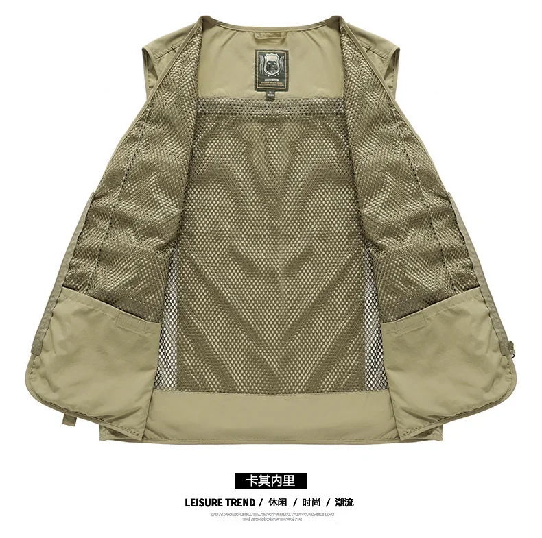 Description Picture 4 of itemSummer Outdoor Cargo Vest Men Leisure Multi-pockets Mesh Breathable Waistcoat Men Fishing Photography Mens Vest Large Size S-5XL