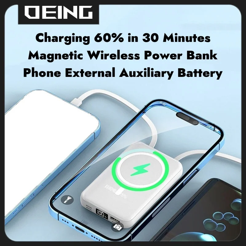 4 in 1 Macsafe Power Bank 10000mAh PD20W with Cable Fast Charging Powerbank Magnetic Wireless Charger For iPhone Xiaomi Samsung 5