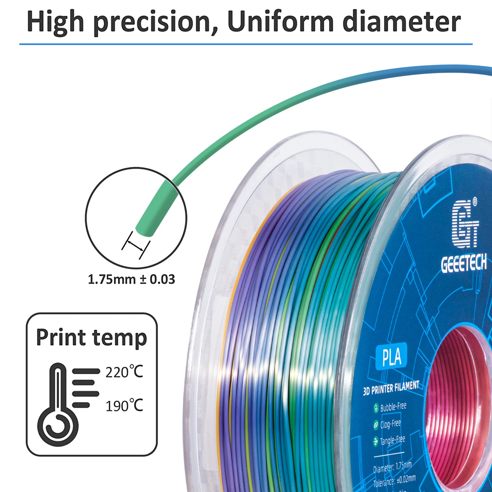 【Neu】 Seiden-PLA-Filament für 3D-Drucker, 1,75 mm, Maßgenauigkeit +/- 0,03 mm, hochwertiges 3D-Druckmaterial, 1 kg Spule – Detail 6