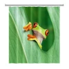Funny Frog Cartoon Shower Curtain Sets Leaf Animal Creative Children Bathroom Decor Waterproof Fabric Home Hooks Bath Curtains 3