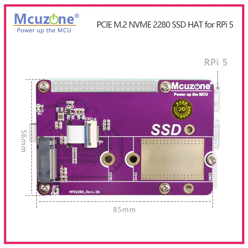 PCIE M.2 NVME 2280 2230, 2242 3  SSD HAT,   5 , ǰ (: MPS2280)