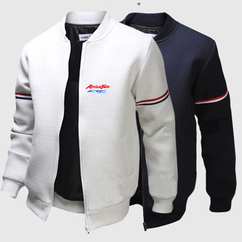 Africa Twin Crf 1000 L Crf1000 Mens Casual Print Round Neck Solid Color Bomber Jackets Zipper Hight Quality Coats Long Sleeve