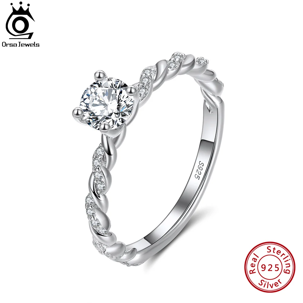 

ORSA JEWELS 925 Стерлинговое Серебро AAAA циркониевое женское кольцо витая рука обручальное кольцо ювелирное изделие Подарок на годовщину APR06