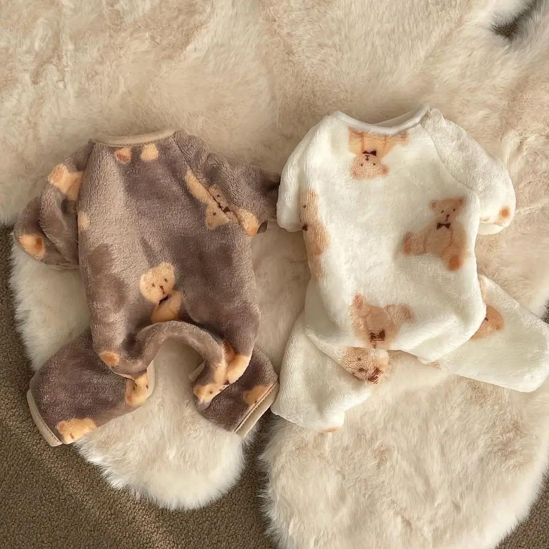 

Pet Plush Jumpsuit Medium Small Dog Clothes Warm Velvet Sweet Pajamas Kitten Puppy Cute Pullover Chihuahua Poodle
