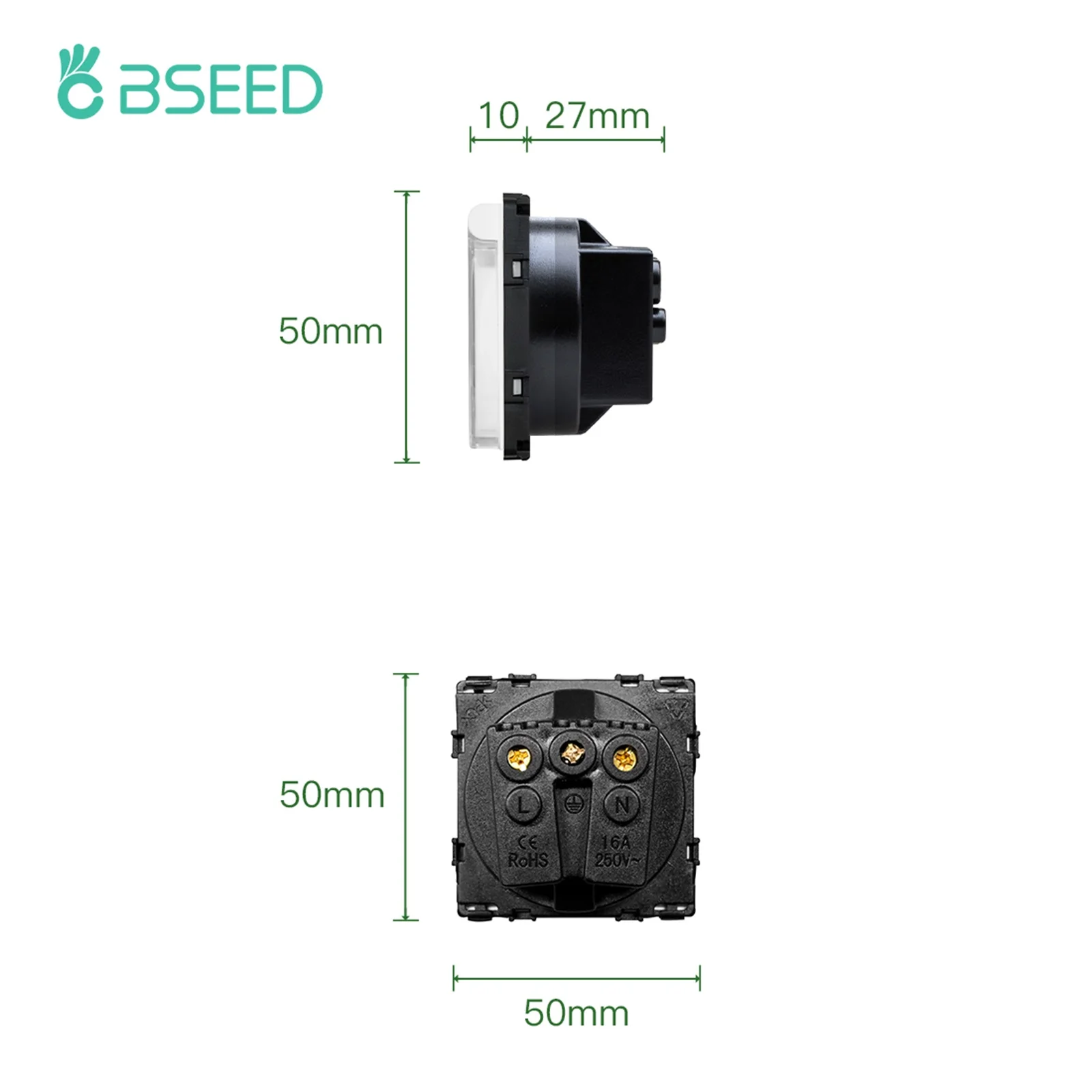BSEED C 타입 USB 소켓, EU 전원 콘센트, 이중 USB 벽 전기 플러그, DIY 예비 부품, 프레임 무료 조합