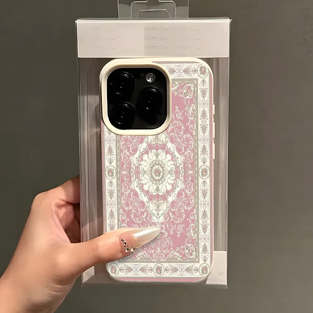 Elegant Pink Baroque Lychee Soft Shockproof Phone Case
