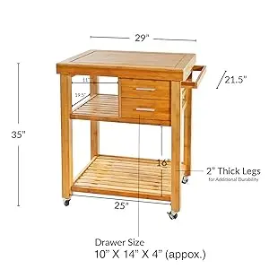 HOM503307 bamboo kitchen island cart