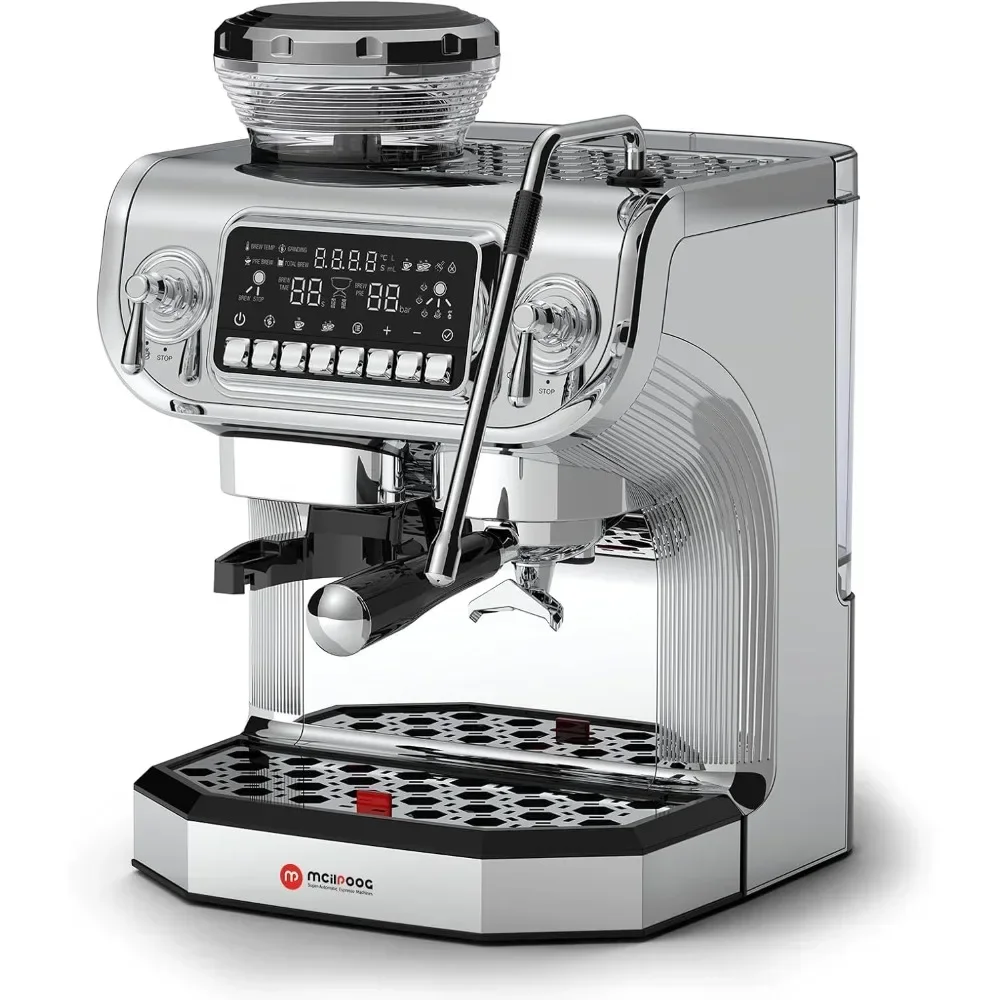 ith Milk Frother，Semi Automatic Coffee Machine with Grinder,Easy To Use Espresso Coffee Maker w
