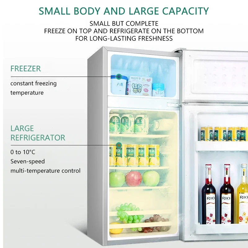 Household Double Door Mini Refrigerator Single Refrigerated