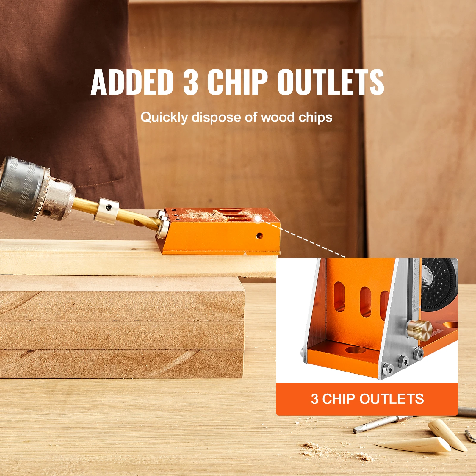 Adjustable Pocket Hole Jig Kit with Drill Bits for Woodworking