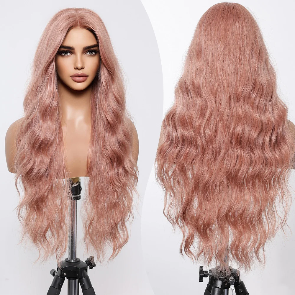 Light Pink Synthetic Wigs Long Hairline Lace Hair Wigs  display picture 1