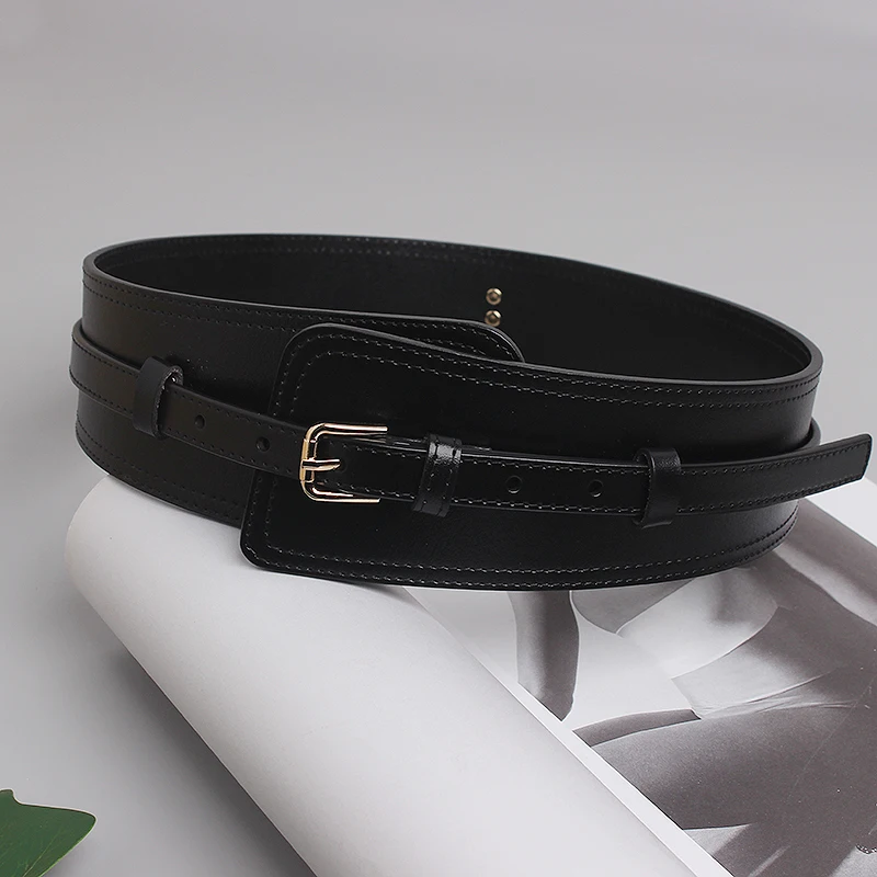 2023 new Irregular wide cowhide adjustable women's belt