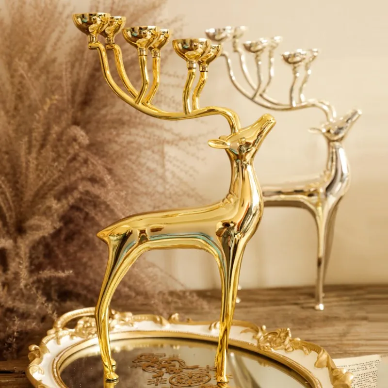 Creative Silver/Gold plated deer shape metal candle holder