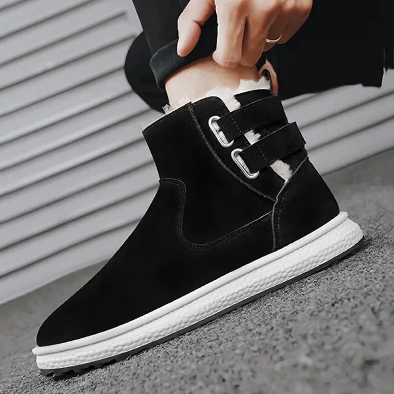 Men's Plus Velvet Thickened Snow Boots Solid Color Comfortable Warm Walking Casual Shoes Outdoor Sports Cold-proof Cotton Boots