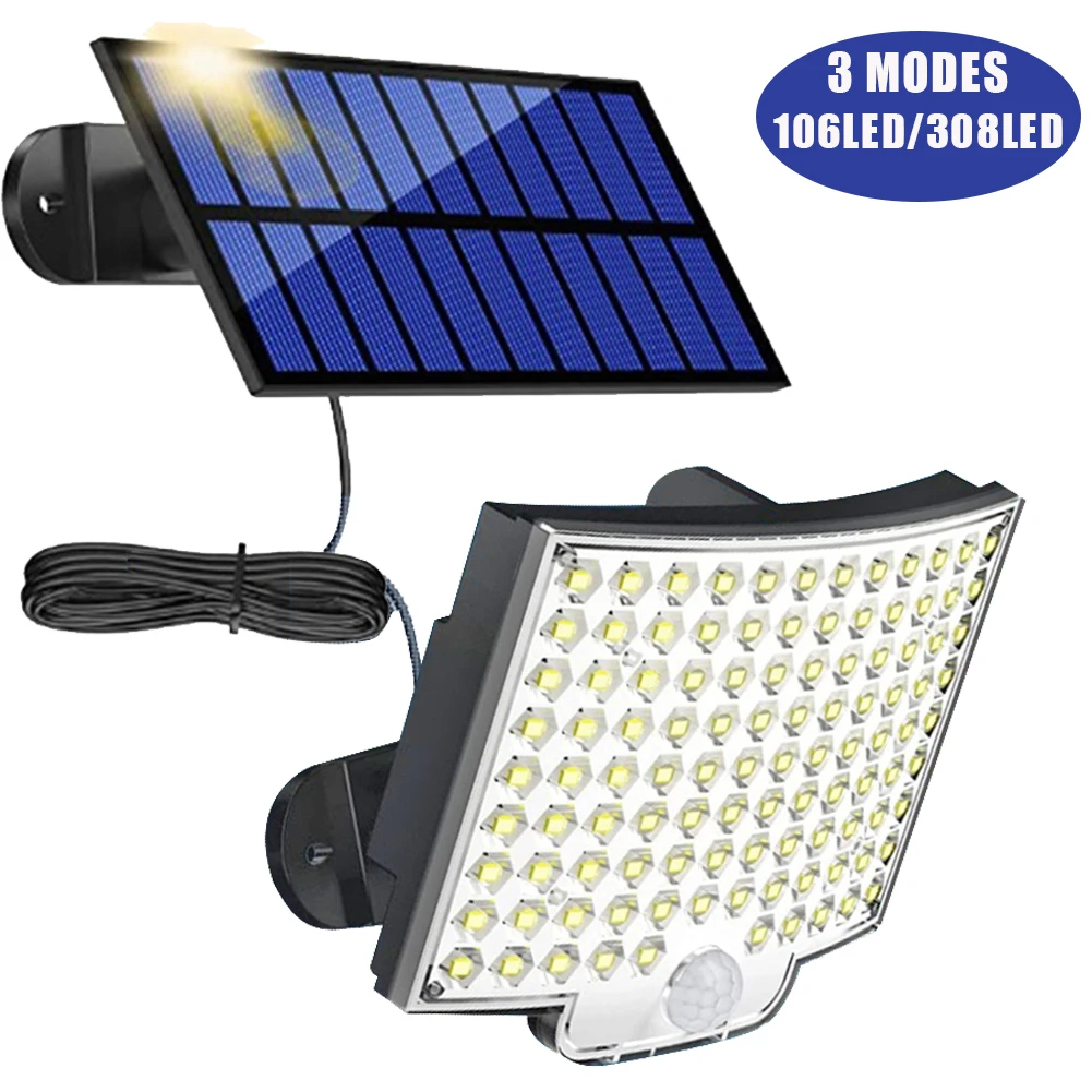 solar yard lights 106/308LED Solar Light Outdoor Sunlight PIR Motion Sensor 3 Modes Waterproof Street Wall Lamp For Garden Fence Street Decoration solar pool lights