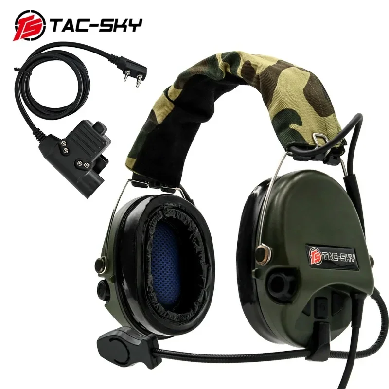 TAC-SKY Sordin Headset Noise Cancelling Pickups Hearing Protection Shooting Tactical Earmuffs and Military Adapter U94 PTT