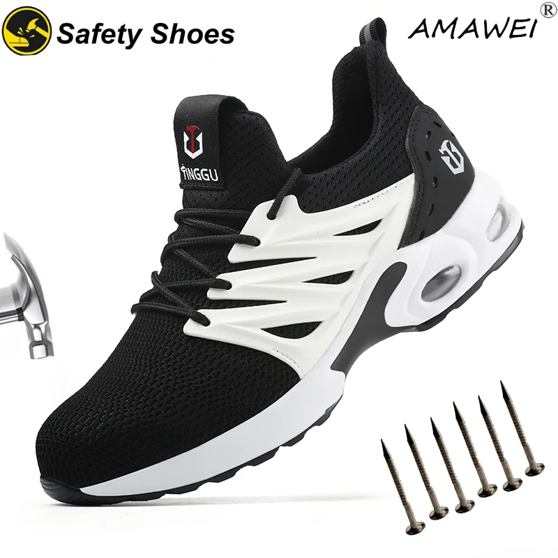 AMAWEI Safety Shoes Men Women Work Sneakers Construction Shoes