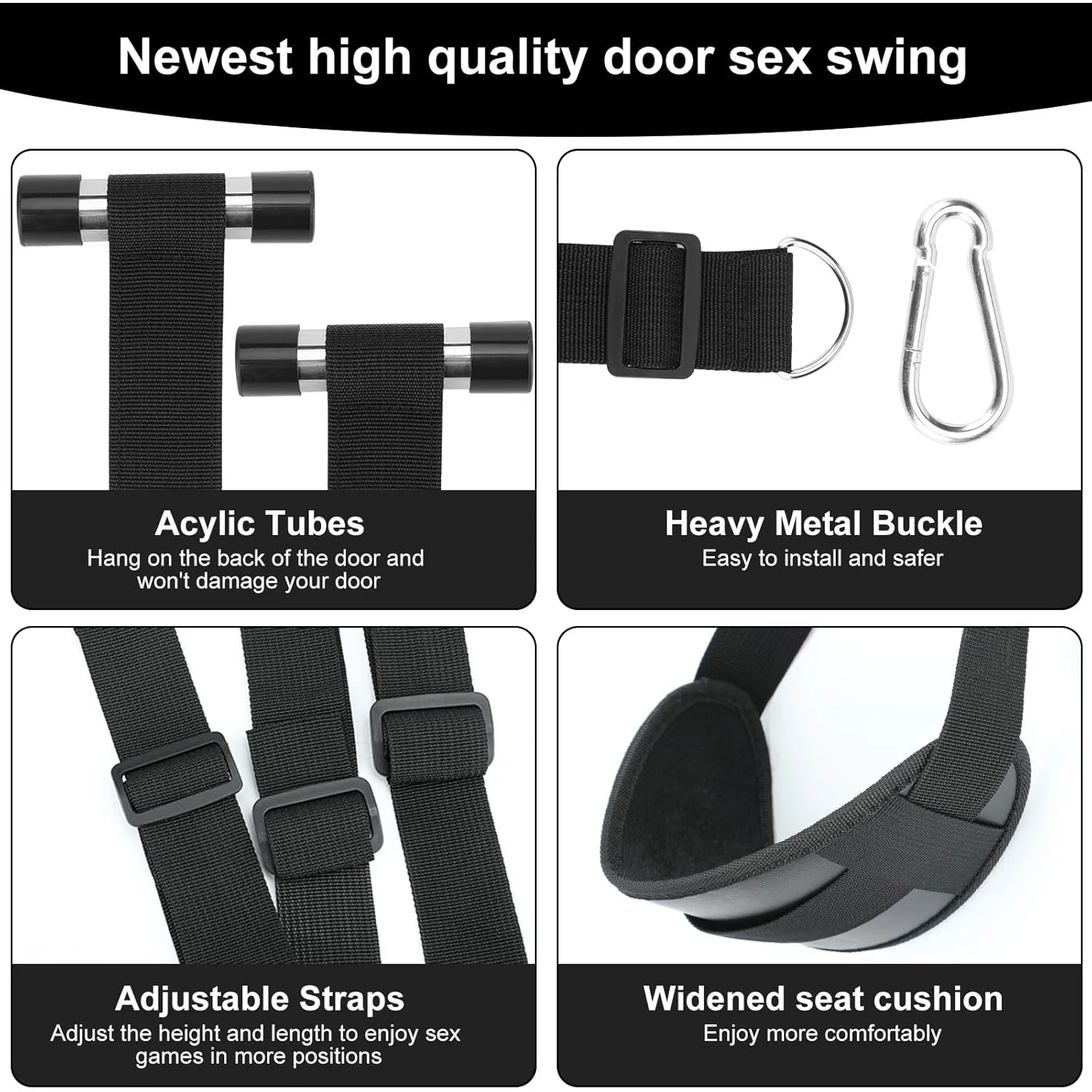 BDSM Door Sex Toys Sex Swing Bondage Leather Soft Plush Slings with Adjustable Straps Hanging Door Handcuffs Leg Restraints