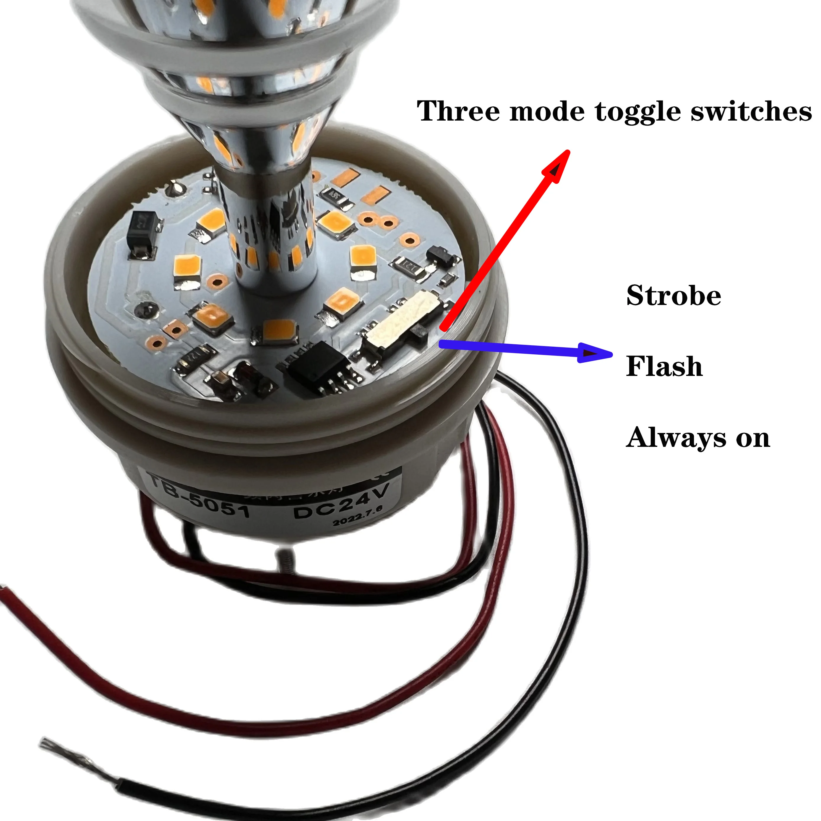 Zusen TB5051-B 12v 24v 110v 220v Blue Small Signal Light Three modes switch Strobe Flash Always on Warning Led Lamp