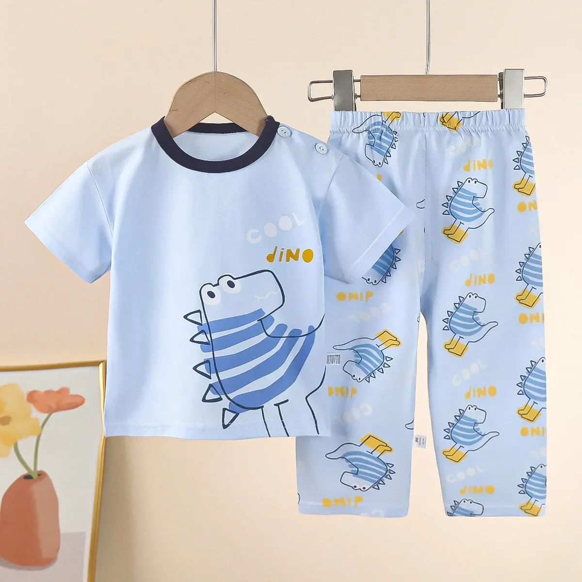 thumbnail image 1 of Children's Sets Cotton Kids Clothes short Sleeve Home  Sleepwear Children's Clothing Boy Girl Spring and summer Tops Pants Suits, 1 of 6