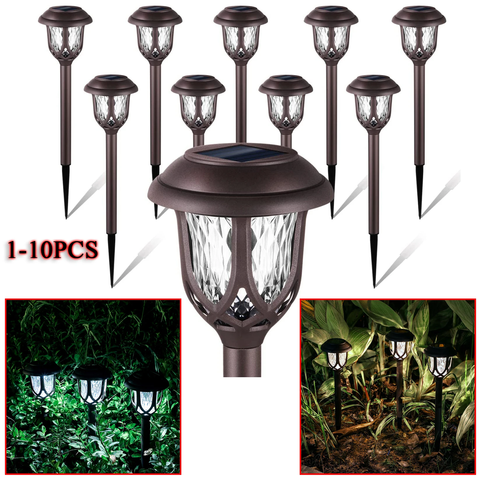 1/2/4/6/8/10Pcs Luce Solare Per Esterni Da Giardino Luce Da Giardino Luce Decorativa A Led Villa Spina A Terra Luce Notturna Impermeabile