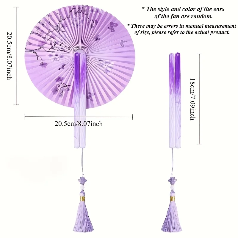 Ventaglio Pieghevole in Carta con Chiusura Magnetica, Manico Lungo con Nappe, Ventaglio Tascabile Portatile per Facile Trasporto - immagine 6
