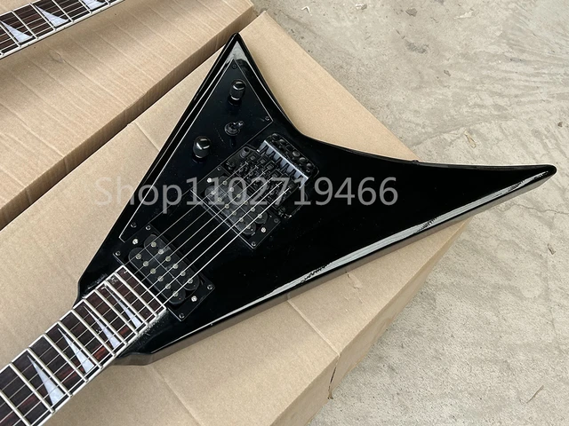 Jackson ランディV型 黒 左利き用V字型エレキギター,6弦,ローズウッド