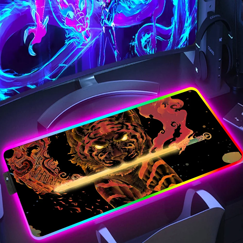 

Anime RGB Mouse Pad Gaming Accessories Mouse Pad Tiger Overlock Speed Large Mouse Pad Gamer PC Non-slip Aesthetics Desk Mat