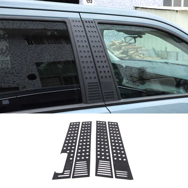 

For 2022 Ford Maverick Aluminum Alloy Black Car Center Pillar Honeycomb Decorative Panel Sticker Car Exterior Accessories 4Pcs