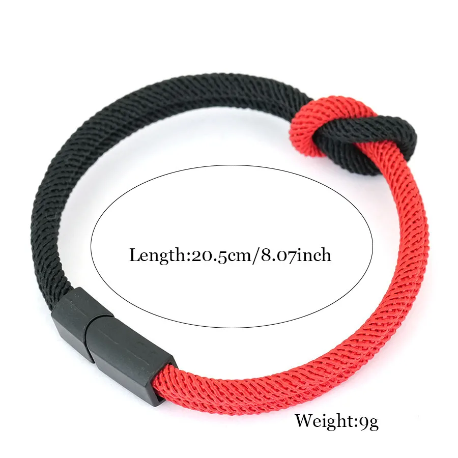 Mens Color Blocking Rope Bracelet with Magnet Buckle