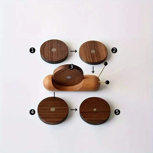 Cute Snail Wooden Drink Coaster Set – Magnetic Heat-Resistant Walnut Cup Mats for Tea, Coffee & Living Room Decor 2