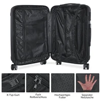 Ensemble de valises rigides en ABS, ensemble de bagages de 3 pièces, avec poignée télescopique et serrure à combinaison, pour les voyages d'affaires, noir 4
