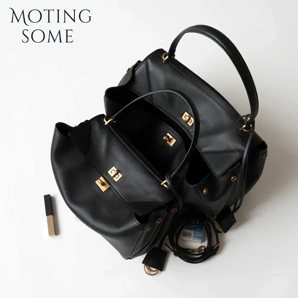 Motingsome 2024 Rodeo Buckle Woman Luxury Designer Bags Cow Leather Handbag Fashion Lady Pouch Retro Underarm Purses Tote New 5