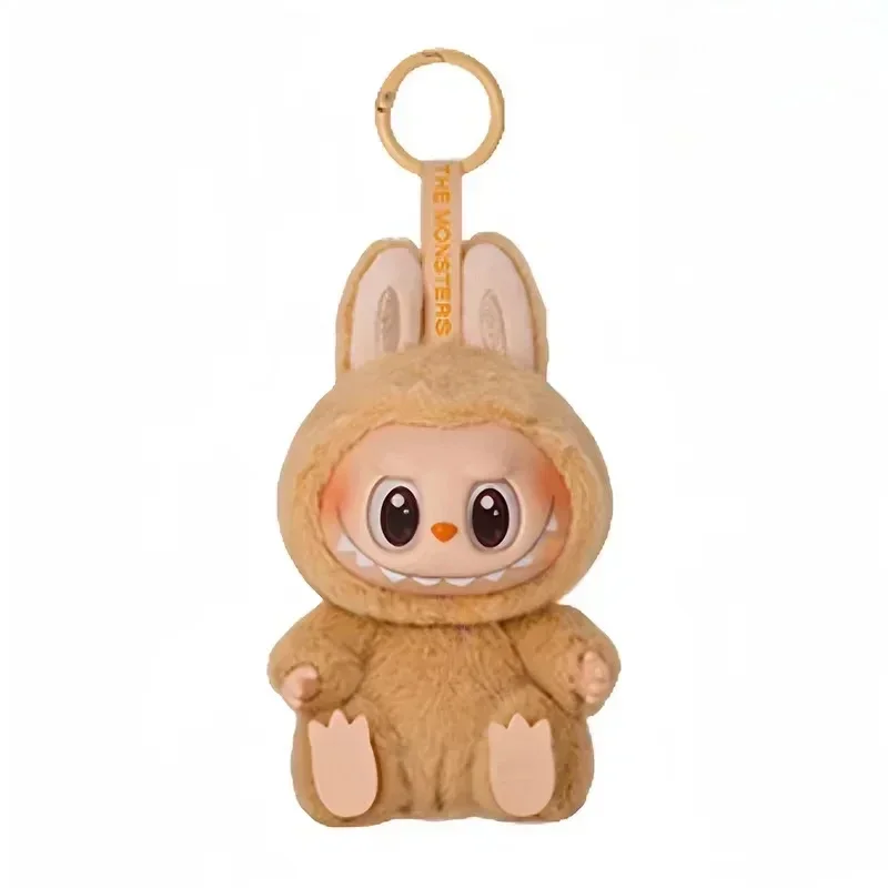 Labubu Nueva Figura de Anime Popular Tiene un Asiento Serie Colgante Flocado Modelo de Juguete Réplica de Monstruo Kawaii Llavero de Juguete Regalo de Navidad