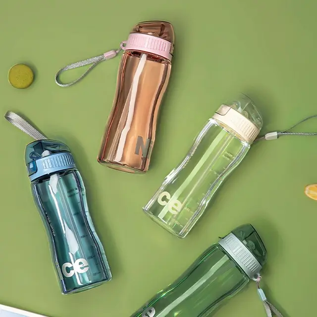 Portable Sport Tea Coffee Cup Plastic Water Bottle With Straw for Drinking Kitchen Tools Kids Water Bottle for School 3