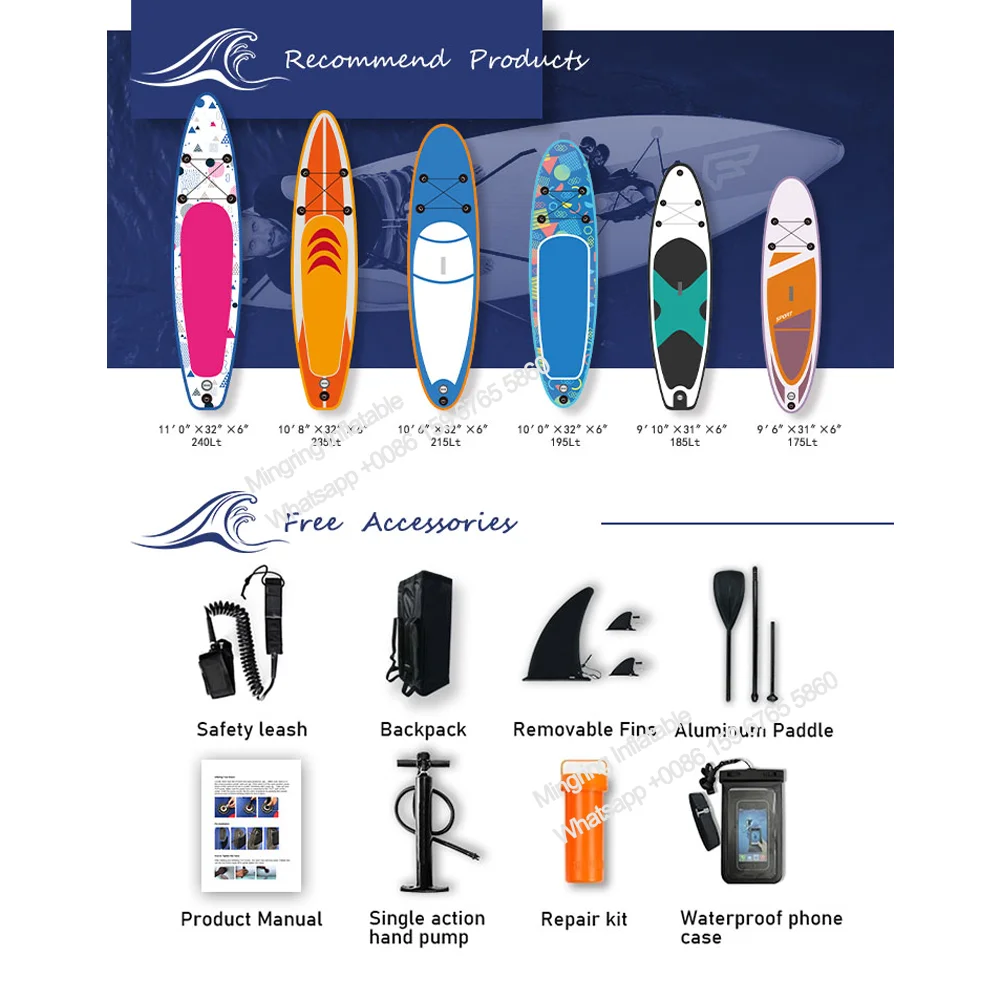 Tavola Gonfiabile per Surf, SUP Oceanico, Costruzione Drop-stitch, Giochi d'Acqua per Surf - immagine 3