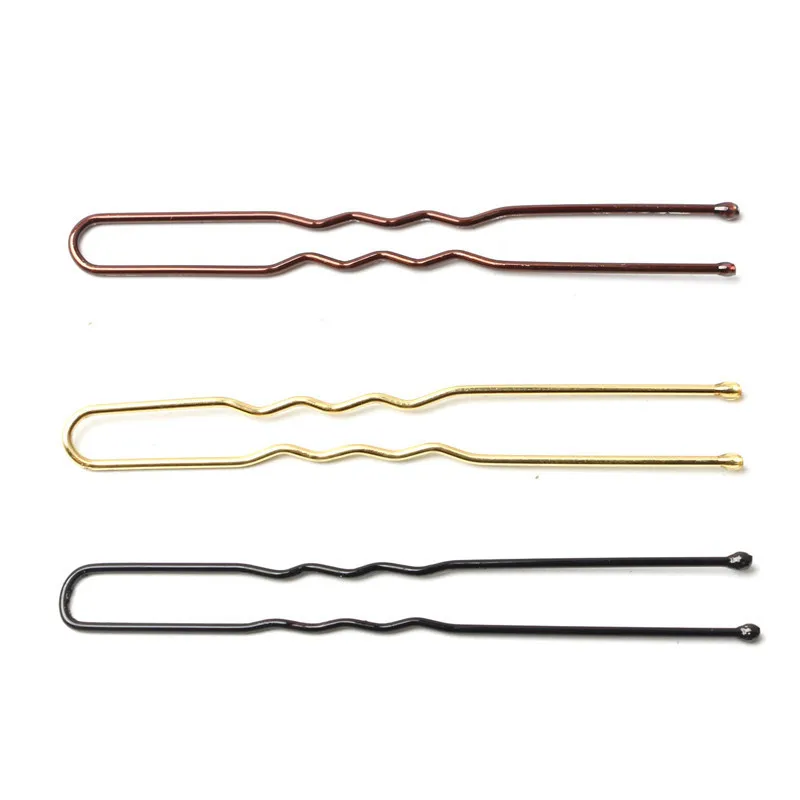 5/6/7cm Alloy Bobby Pins Barrettes U Shaped Metal Hair Pins Waved Hair Clips Bridal Hair Pins Hair Styling Tools Black 50Pcs/Bag