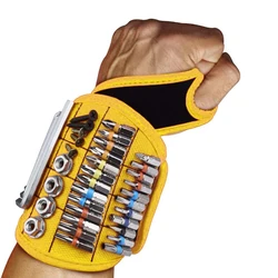 Bracelet magnétique pour électricien, 16 aimants puissants, sangles de poignet enroulées, pouce fixe, ceinture à outils, vis d'aspiration, foret à ongles 