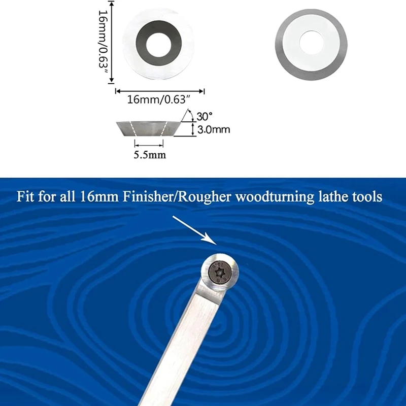 10개 16X3.0mm-30 ° 선반 목공 마무리용 커터 교체용 인서트 커터, 홀로워 도구, 선반 도구 및 액세서리-ABFB
